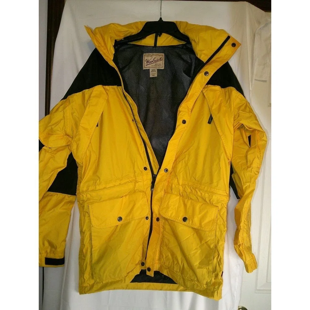 Woolrich Hydromax 2100 Yellow Black Outdoor Waterproof Windbreaker Jacket Medium